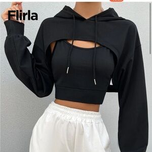 SHEIN Black Cropped Women's Sweatshirt